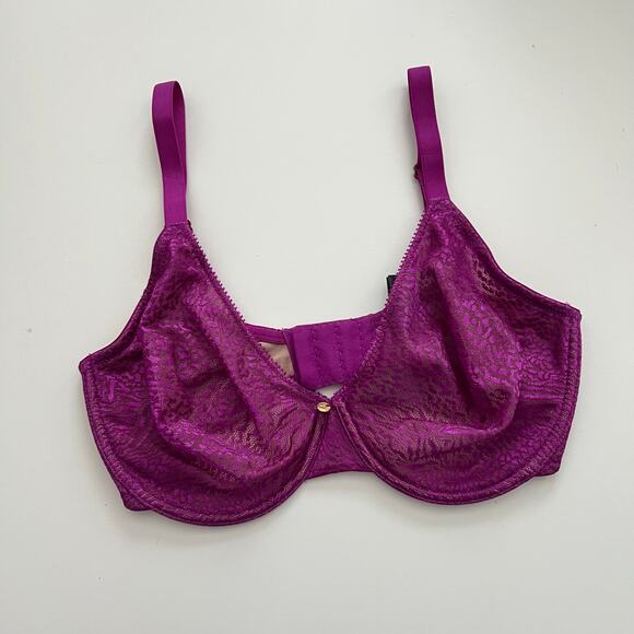Natori sheer lace underwire bra fuchsia purple - Picture 1 of 5